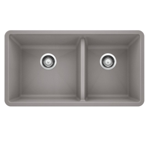 Éviers sous plan double cuve 18x33’’ Gris métallique granite