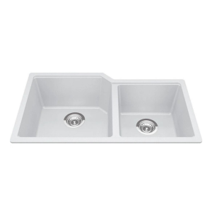 Éviers sous plan double cuve 20x34’’ Blanc polaire granite