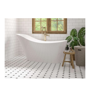 Bain autoportant une pièce 67x28 1/2" Blanc