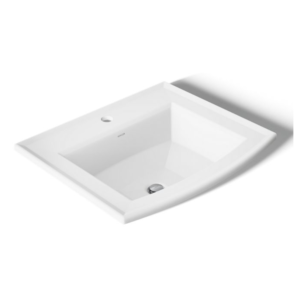 Lavabo sur plan monotrou rectangle arrondi 23x19" Blanc