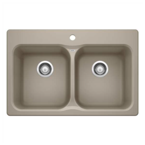 Évier sur plan double cuve 21x32" Truffe Silgranit