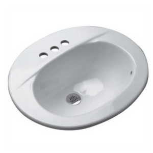 Lavabo sur plan 3 trous 4cc rond 20x17" Blanc
