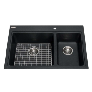 Évier sur plan double cuve 21x32" Onyx Granite