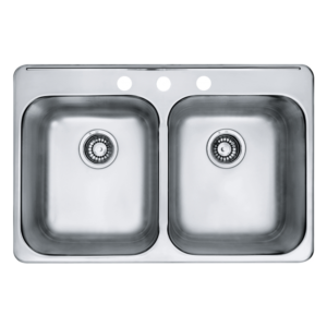 Évier sur plan double cuve 21x31" Stainless
