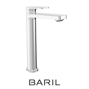 Robinet de lavabo mono-trou haut en laiton satiné